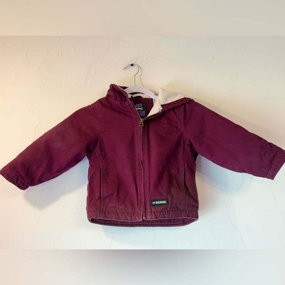 BERNE KIDS SHERPA LINED WORK WEAR JACKET PLUM SZ 3T